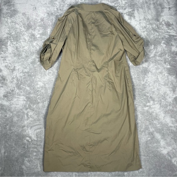 Lafayette 148 Dress Women’s Medium Green Knee Length Collar Ruched Casual - Picture 5 of 9